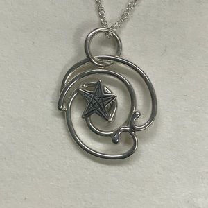 Sterling wave necklace with star